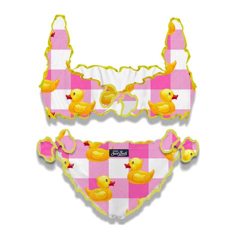 Pink Vichy And Ducky Bikini For Girls Mc2 Saint Barth