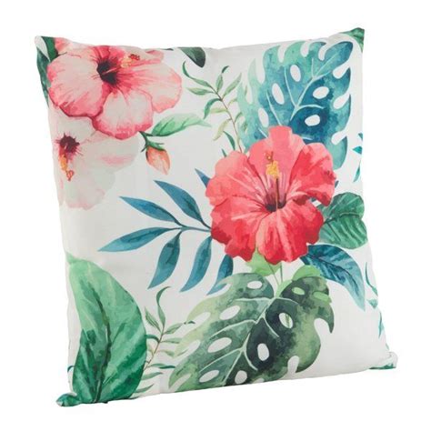 Sherwick Hibiscus Floral Tropical Print Indoor Outdoor Throw Pillow