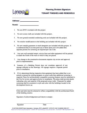 Fillable Online Permits Ci Lenexa Ks Planning Signature Sheet Doc