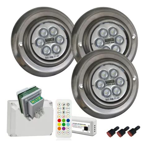 Luces De Pileta Kit Completo 3 Luminarias Led 20w Rgb Mahled