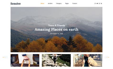 Sensive-Free Bootstrap 4 HTML5 Travel Blog Website Template