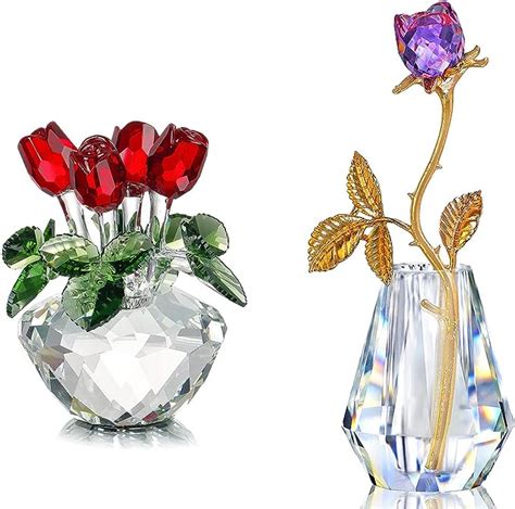 Amazon H D HYALINE DORA Crystal Flower Glass Rose Collectible