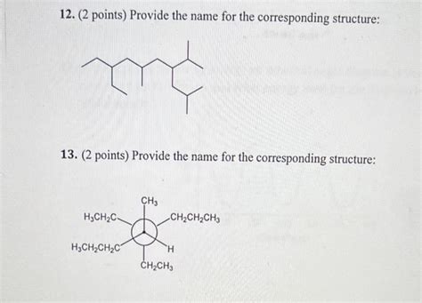 Solved 12 2 Points Provide The Name For The Corresponding Chegg