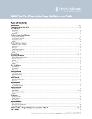 Fillable Online Four Tier Prescription Drug List Reference Guide