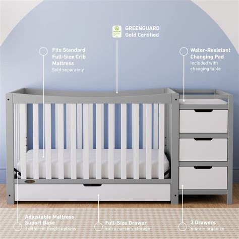 Graco Remi 4 In 1 Convertible Crib Changer With Drawer Pebble Gray