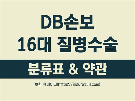 Db손해보험 16대 질병수술 분류 보험 큐레이터