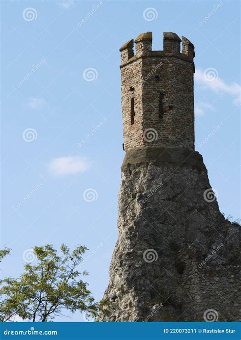 Devin Castle Ruins Tower Detail in Bratislava, Slovakia Stock Image ...