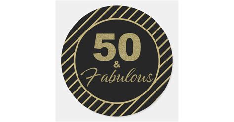 Black Gold 50 And Fabulous 50th Birthday Party Classic Round Sticker