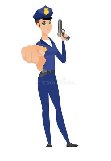 Woman Police Uniform Holding Gun Stock Illustrations 35 Woman Police