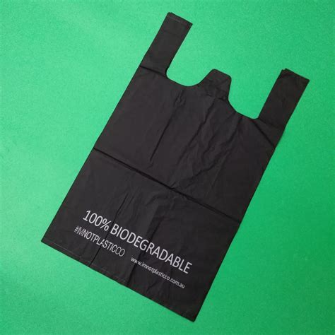 Biodegradable And Compostable T Shirt Bag Black Color Size