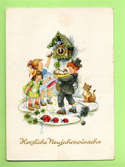 Alte Ak Postkarte Elfriede Prasse Kinder Pfannkuchen Neujahr Ddr