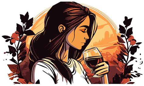 Girl With A Glass Of Wine In Her Hands Vector Art At Vecteezy