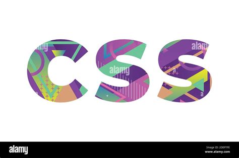 The Word CSS Concept Written In Colorful Retro Shapes And Colors