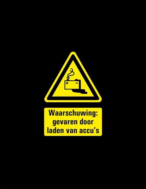 Waarschuwing Voor Gevaren Door Laden Accu S Bord Met Tekst X Mm