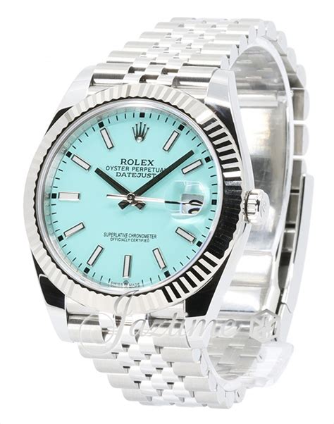 Rolex Datejust 41 White Gold Steel Custom Turquoise Tiffany Index