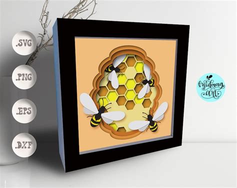 Bee And Hive Shadow Box Svg Layered Cardstock Svg Bee Svg Etsy