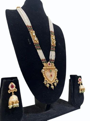 Wedding Wear Multicolor Bandhai Long Set Necklace And Earring At Rs