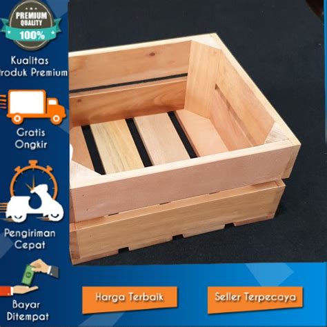 Jual Wooden Crate Peti Kotak Penyimpanan Box Kayu Dekorasi 24cm X 22cm