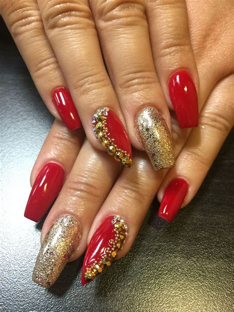 Red Gold And White Nail Designs Daily Nail Art And Design