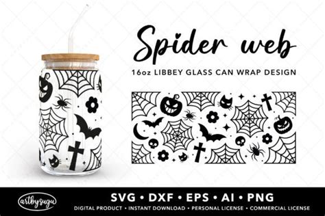 Halloween Spider Web Glass Can Wrap Svg Graphic By Artbysugu Creative