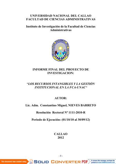 Informe Final De Investigacion Universidad Nacional Del Callao