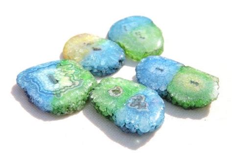 Buy 5 Pcs Natural Double Color Druzy Stalactite Slices Solar Druzy