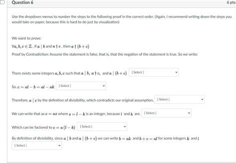 Solved Question 6 6 Pts Use The Dropdown Menus To Number The Chegg