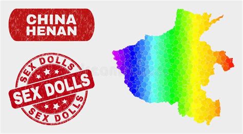 Colored Mosaic Henan Province Map And Grunge Sex Dolls Stamp Seal Stock Vector Illustration Of