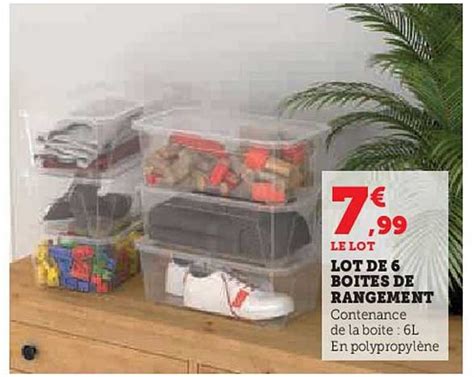 Promo Lot De 6 Boîtes De Rangement chez Hyper U iCatalogue fr