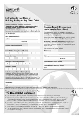 Fillable Online Tamworth Gov Direct Debit Form Qxd Page 1 Tamworth