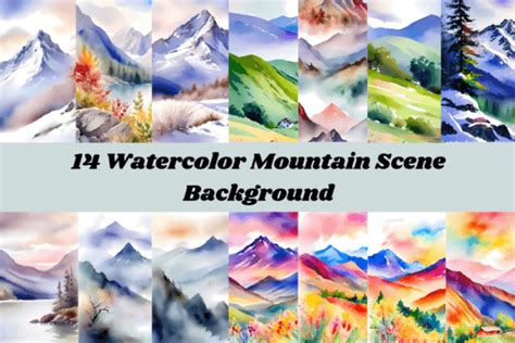 14 Watercolor Mountain Scene Graphic by cycynms · Creative Fabrica