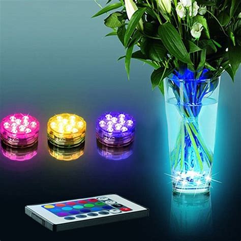 10 Led RGB con control remoto luz sumergible operada por batería