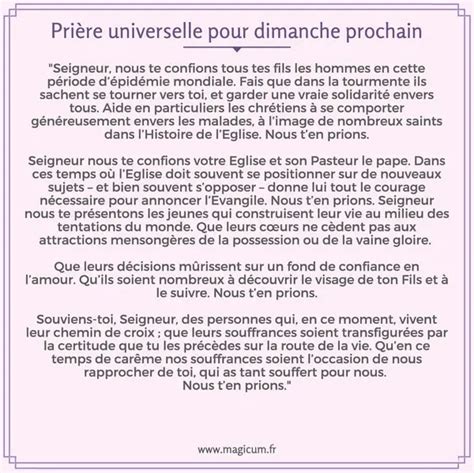 3 Prières Universelle Pour Dimanche Prochain Très Fort