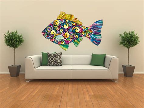 Abstract Fish Wall Decal Colorful Fish Wall Sticker Fish Decal Vinyl