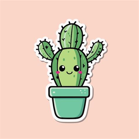 Premium Vector Cute Kawaii Cactus Cartoon Illustration