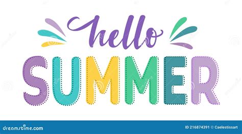 Hello Summer Text Lettering Calligraphy Welcome Summer Season