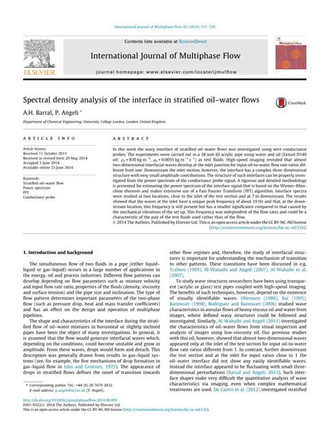 Pdf Spectral Density Analysis Of The Interface In Stratified Oil