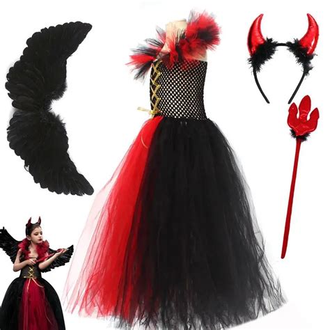 Angel And Devil Costumes For Girls Black And Red Halloween Devil