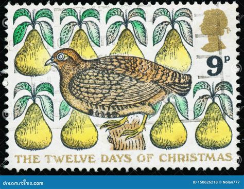 Vintage Stamp Printed In Great Britain Shows Christmas Editorial