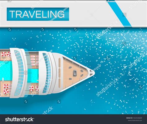 Top View Cruise Ship Sea Pool Stock Vector Royalty Free 1022536609