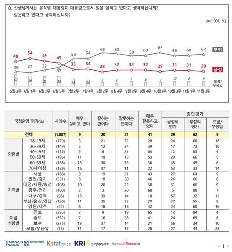 국정운영 지지율 윤석열 대통령 긍정 29 부정 62이태원 참사 국정조사 필요 55전국지표조사 네이트 뉴스