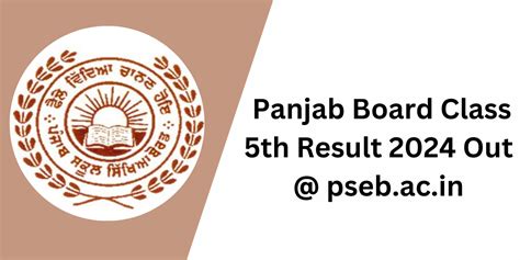 PSEB 5th Class Result 2024 Link Active Check Marks Pseb Ac In