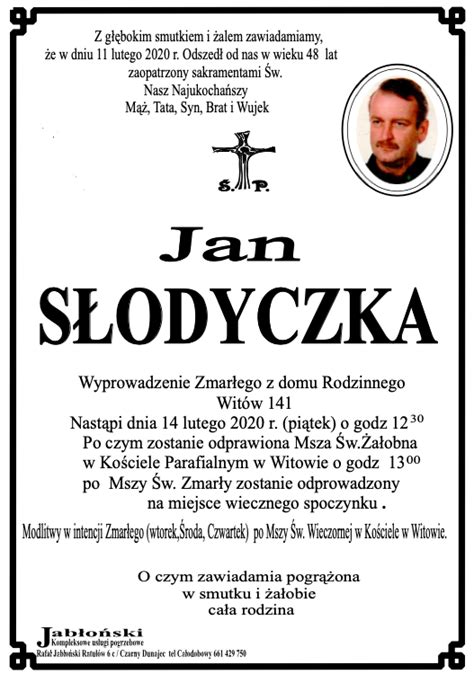 Jan S Odyczka Nekrologi Podhale Pl