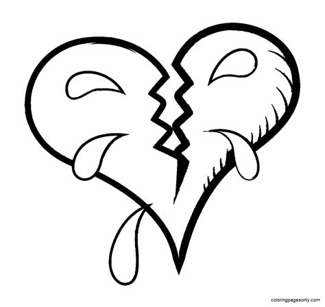 Broken Hearts Coloring Pages Printable For Free Download