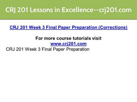 CRJ 201 Lessons In Excellence Crj201 CRJ 201 Entire Course For