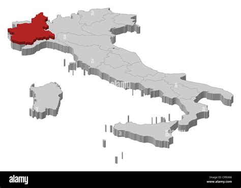 Mappa Politica Dell Italia Con Le Diverse Regioni Dove Piemont