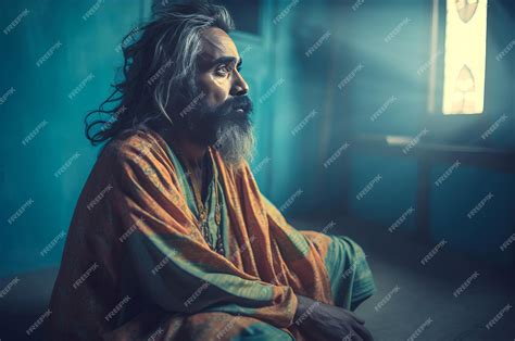 Premium AI Image | Indian bearded guru sitting and talking Spiritual ...