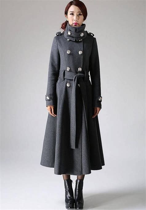 Military Coat Wool Coat Long Gray Wool Coat Winter Coat Etsy Wool