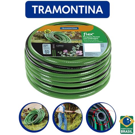 Mangueira Flex Jardim Tramontina Verde Preta 4 Camadas 15m Escorrega