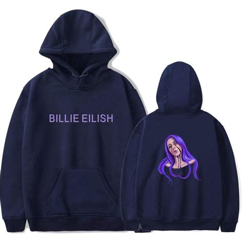 Billie Eilish Merch Billie Eilish Hoodie Pullover Ideal Present Blue